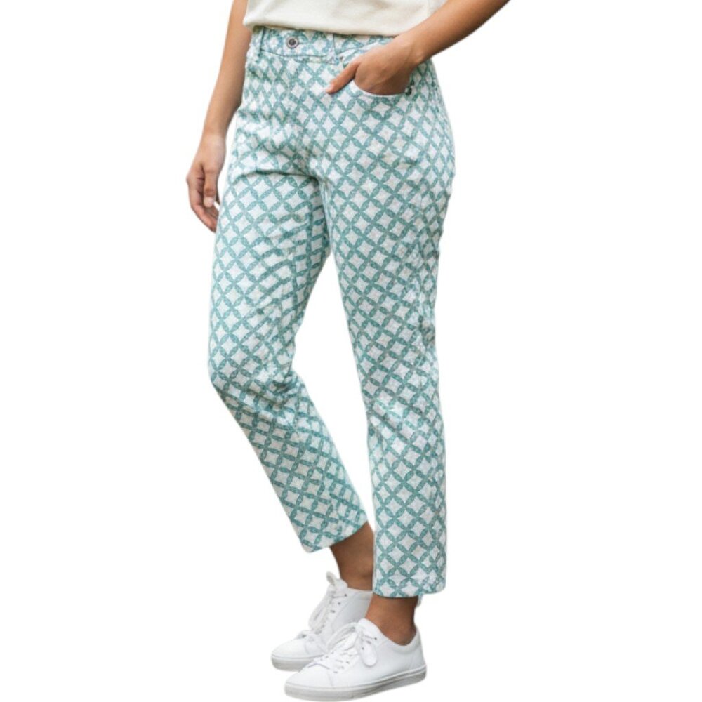 VINEYARD VINES Aqua Teal White Denim Straight Leg Jeans - Size 4